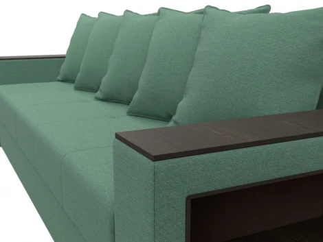 Диван прямой Дубай Лайт полки справа (ДСП,ЛДСП/Пластик/Рогожка/Зеленый) Лига Диванов 132284