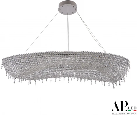 Подвесная люстра светодиодная APL LED Sicilia SH523.0.120.B.Ni.4000 (220V, хрусталь, на тросе)