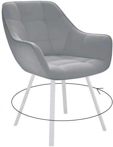 Стул 252 М поворотный, B22 GREY, ножки белые Dikline 00-00062312