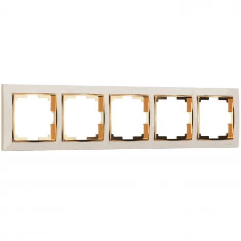 Рамка на 5 постов Snabb (слоновая кость/золото) Werkel W0051932 (a051655)