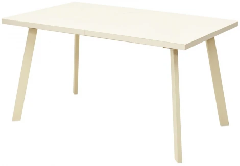 Стол ФИН 120 Кремовый, стекло/ Кремовый каркас