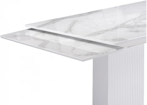 Стеклянный стол Woodville Монерон 200(260)х100х77 белый мрамор / белый 553541