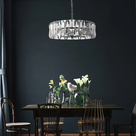 Подвесная люстра Maytoni Puntes MOD043PL-04CH (220V, хрусталь, на цепи, круглые)