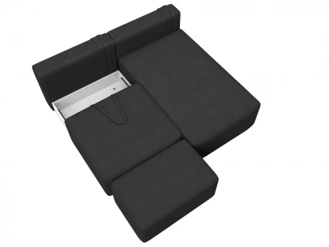 Диван угловой модульный с пуфом Лига-060 НПБ угол универсальный (ЛДСП,Брус,Фанера/Пластик/Замша/Коричневый) Лига Диванов 129690