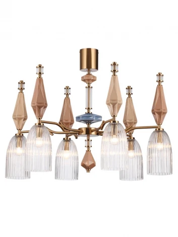 Подвесная люстра Odeon Light Terra 5414/6 античная бронза/терракот/синий/бежевый/металл/керамика E14 6*40W