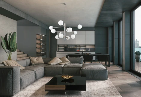 Потолочная люстра ярусная на штанге Kutek Ultimo ULT-ZW-8(Z) в форме шара (220V, шар)