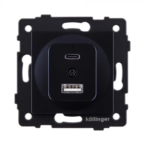 Розетка USB A+C 20W черный Kollinger REA-037BK для Aspekt, Eleganz, Reflex