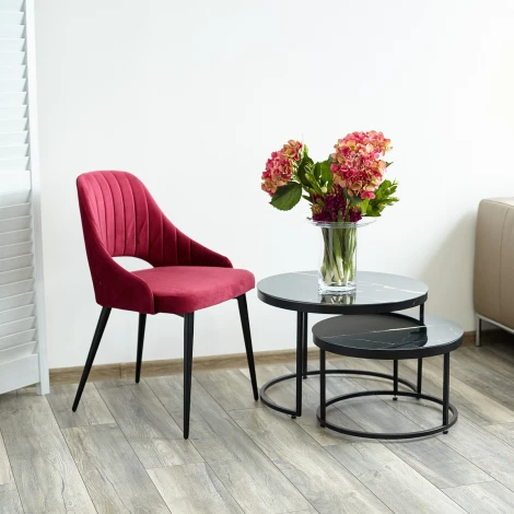 Обеденный стул M-City FANTINE-LS ВИННЫЙ #16, велюр / черный каркас