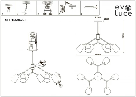 Потолочная люстра на штанге Evoluce Mario SLE155942-06