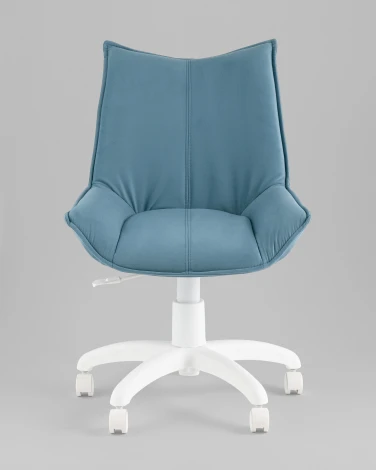 Кресло офисное Осло велюр пыльно-синий, пластик белый TopChairs УТ000043350