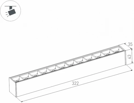 светильник магнитный MAG-LASER-45-L320-12W Warm3000 (BK, 15 deg, 24V, DALI) (Arlight, IP20 Металл) 046528