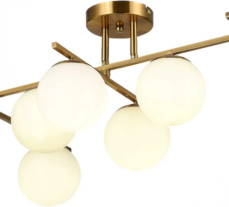 Потолочная люстра на штангек Evoluce SLE1195-302-07 SLE1195 Латунь/Белый E14 7*40W