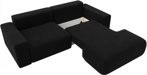Диван угловой Лига-036 НПБ Классик правый угол (Черный/Микровельвет) Лига Диванов арт.121365