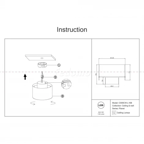 Накладной потолочный светильник Planet 3000K 1x16Вт 120° LED Maytoni Technical C009CW-L16B (220V)