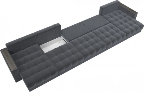 Диван П-образный с декором Лига-049 НПБ Мегалонг Лига Диванов (Велюр) арт.128526