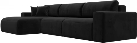 Диван угловой Лига-036 НПБ Классик Лонг левый угол (Черный/Велюр) Лига Диванов арт.121397L