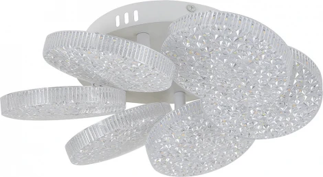 Потолочная люстра светодиодная Escada Agata 10278/6LED 75Вт, изменение цветовой температуры с помощью выключателя, металл/акрил, белый (220V, пульт управления, круглые)