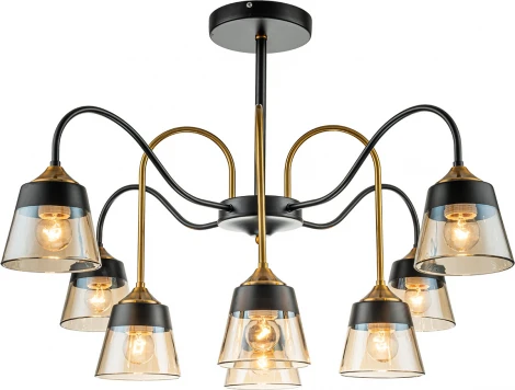 Потолочная люстра на штанге Escada Cobra 1147/8P E27*40W Black/Brass (220V)