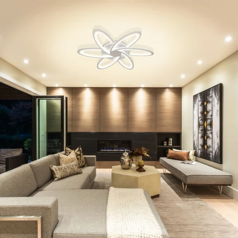 Потолочная люстра Natali Kovaltseva HIGH-TECH LED LAMPS 82008 (регулировка яркости, 220V, пульт управления, умный дом - LampSmart, цветы)