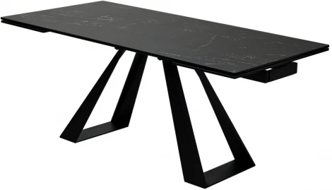 Стол FONDI 180 MARBLES NERO KL-116 Черный мрамор матовый, итальянская керамика/ черный каркас М-City