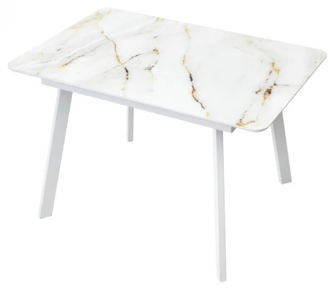 Стол АРУБА 140 нераздвижной АУРУМ, стекло/ БЕЛЫЙ каркас