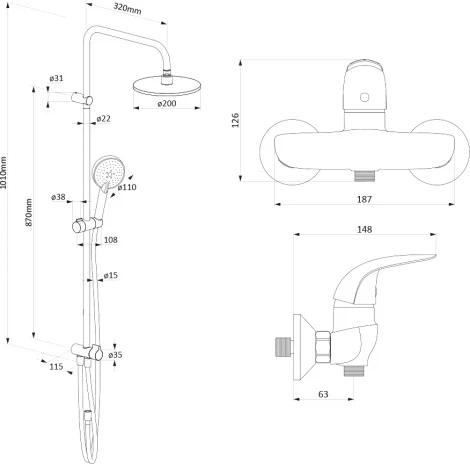 Душевой комплект Damixa Palace Bit 408312400