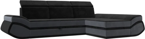 Диван угловой Лига-032 правый угол (Черный,Серый/Велюр) Лига Диванов арт.121648