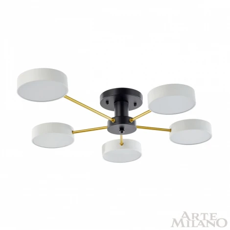 Потолочная люстра на штанге Arte Milano Ferrara 252006/5 Bk/Wh (LED, 220V, круглые)