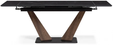 Керамический стол Woodville Кели 140(200)х80х76 черный мрамор / орех кантри / черный 532394