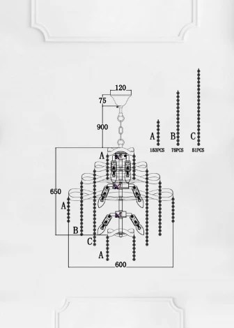 Подвесная люстра Lumien Hall Markellin LH0040/12H-NK-CL