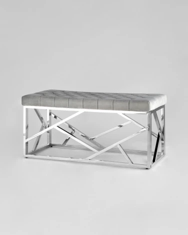 Банкетка-скамейка Stool Group АРТ ДЕКО велюр серый сталь серебро УТ000001881