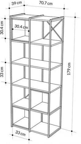 Стеллаж прямой VALE MIDI BOOKCASE LEVE (Металл/Черный) арт.LEV01147