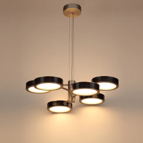 Подвесна люстра светодиодная Odeon Light Riviera 5451/99LB черный/никель/металл/керамика/акрил LED 99W 2000К/3000K/4000K