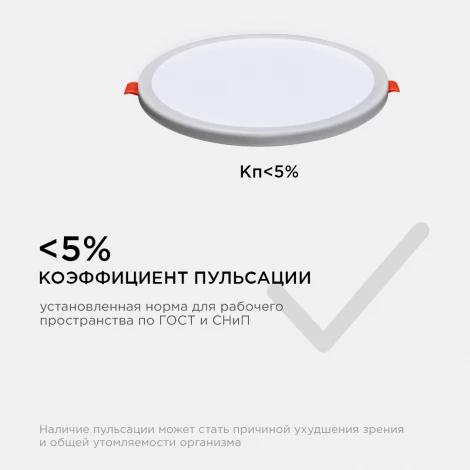 Встраиваемый светильник светодиодный с регулировкой под посадочное отверстие 8Вт 750лм 6500К круглая, драйвер на корпусе OGM LP-06