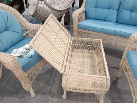 Плетеный комплект для отдыха из искусственного ротанга LV-520 White-Blue Afina