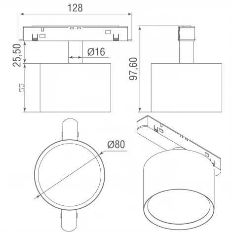 Трековый светильник низковольтный светодиодный Donolux Moon DL20305WW10BDIM 10Вт 48V 473Лм 3000К диммируемый черный