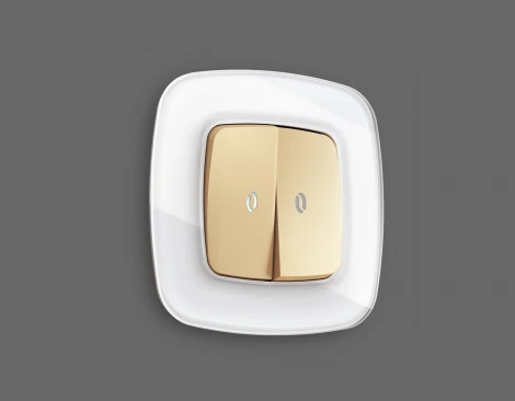 Лицевая панель Ambrella Volt OMEGA (Шампань) для 2-клавишных выключателей с подсветкой QUANT OP6040