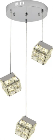 Подвесной светильник (12048/3P Chrome) Indigo Radioso V000136L (LED, 220V, на проводе, куб)