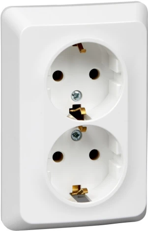 Розетка встраиваемая двойная с заземлением (белый) Systeme Electric Etude PC16-107B