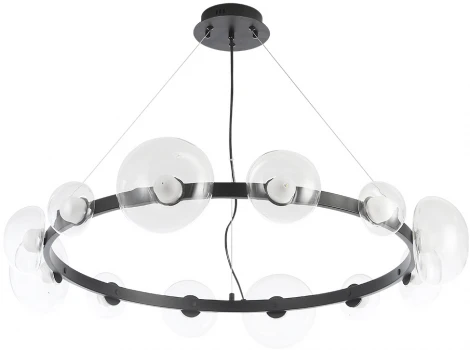 Подвесной светильник Crystal Lux BOSQUE SP12 BLACK/TRANSPARENT (LED, 220V, на тросе, круглые)