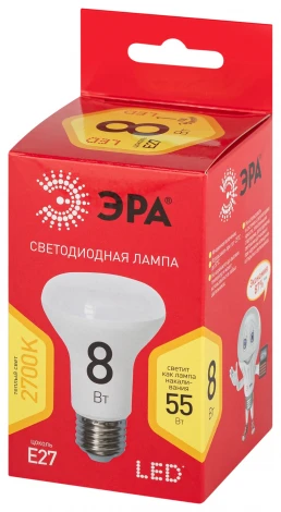 Лампочка светодиодная E27 8W ЭРА LED R63-8W-827-E27 R