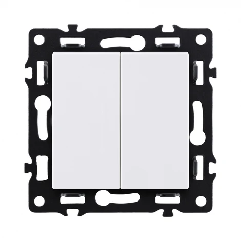 Выключатель 2-клавишный проходной 10А/250В белый Kollinger Asthetik AS-005WH
