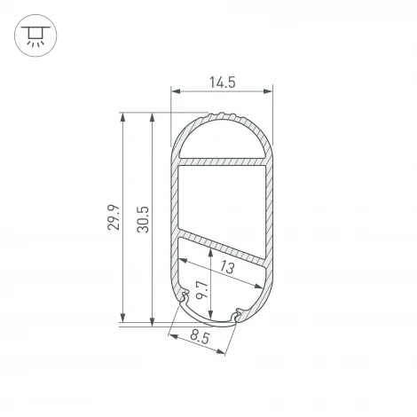 Профиль WARDROBE-1530-2000 ANOD (Arlight, Алюминий) 050153