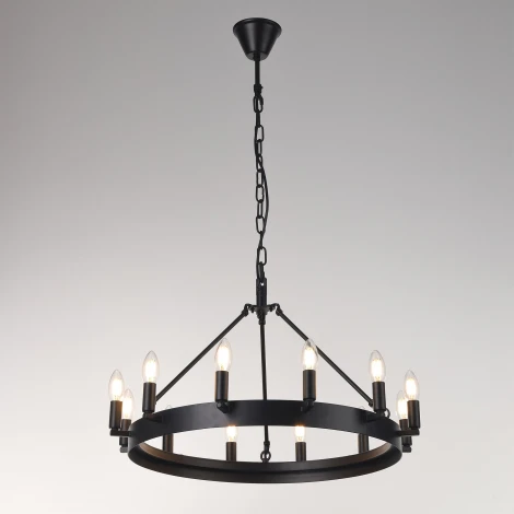 Подвесная люстра Citilux Смитсон CL470112 (220V, на цепи, свеча, круглые, под старину, кольцо)