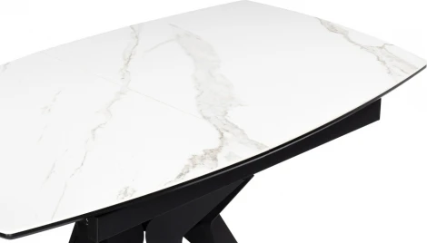 Керамический стол Notta Риполь 140(180)х80 белый мрамор snow white / черный арт.614247