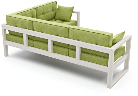 Диван Arsko Астер У беленый дуб зеленая рогожка