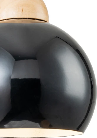 Подвесной светильник Escada Solo 10178/1S Black 1х40Вт Е27, металл/дерево/пластик, черный/дерево (220V, на проводе, шар)