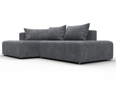 Диван угловой Лига-103 НПБ угол левый (ДСП,Брус,Фанера,Велюр/Темно-серый) Лига Диванов 134824L