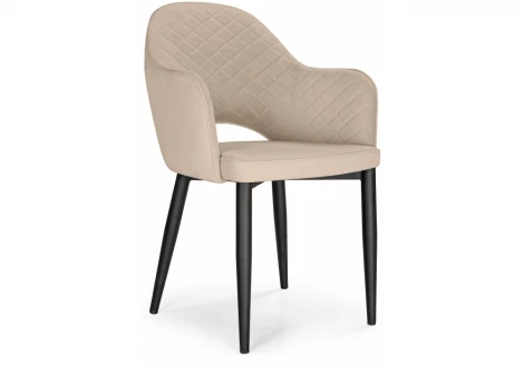 Обеденный стул на металлокаркасе Woodville Vener beige / black 15082