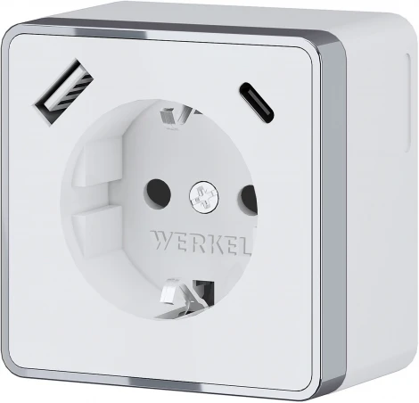 Розетка с заземлением, шторками и USB тип A+C Gallant (белый) Werkel W5071701 (a057698)